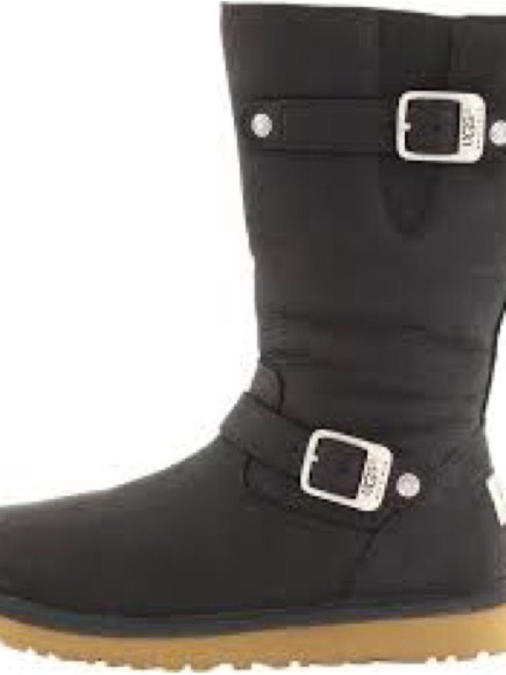 UGG Australia Kensington Black Leather Sheepskin Boots Girls Size 1